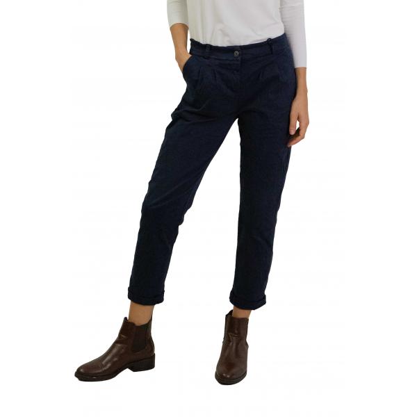 Chino con pence in cotone con elastico dietro 